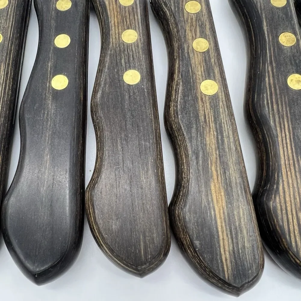 Set (7) TRAMONTINA Porterhouse SERRATED STEAK KNIVES w/ WOODEN WALL Hang/Drawer